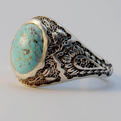 Vintage Style Natural Persian Turquoise Ring | AlAliGems | S925 | Neyshabur Turquoise | US Size 11.5 - Al Ali Gems