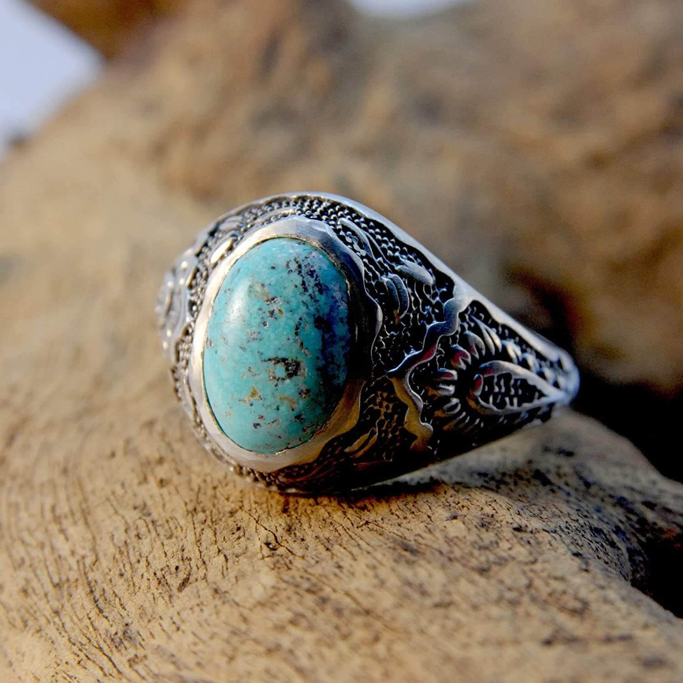 Vintage Style Natural Persian Turquoise Ring | AlAliGems | S925 | Neyshabur Turquoise | US Size 11.5 - Al Ali Gems