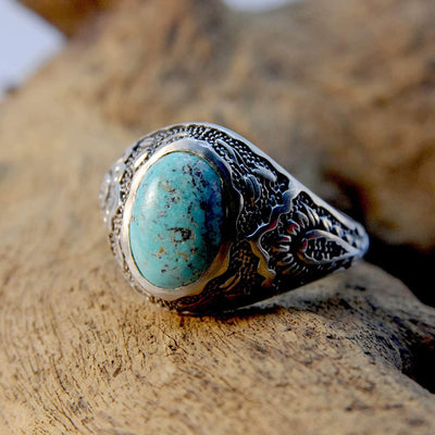 Vintage Style Natural Persian Turquoise Ring | AlAliGems | S925 | Neyshabur Turquoise | US Size 11.5 - Al Ali Gems