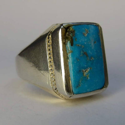 Vintage Style Natural Persian Turquoise Ring | AlAliGems | S925 | Neyshabur Turquoise | US Size 9 - Al Ali Gems