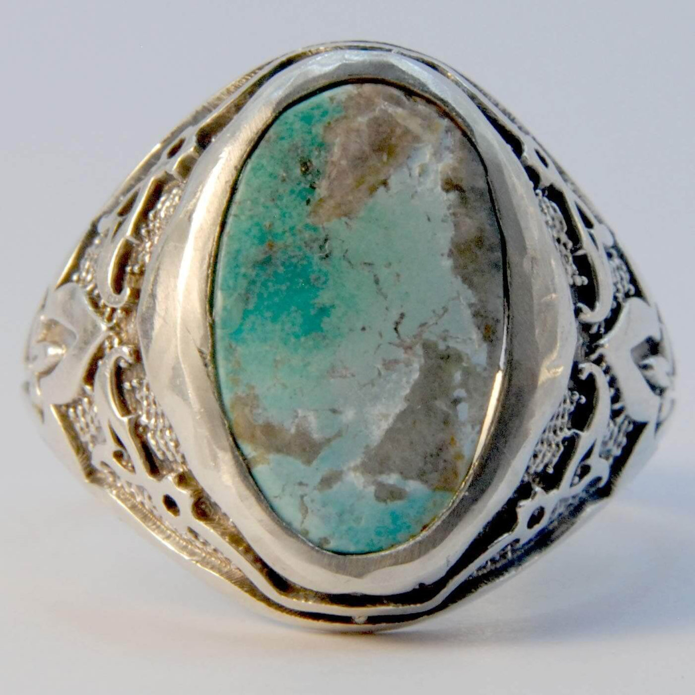 Vintage Style Natural Persian Turquoise Ring | AlAliGems | S925 | Oval Shape Blue Neyshabur Turquoise | US Size 12 - Al Ali Gems