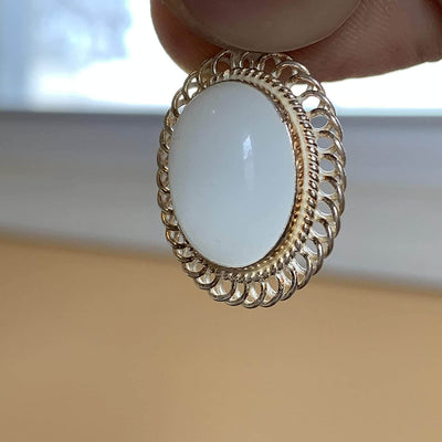 White Yemeni Aqeeq for women | White akik yemeni for ladies | Yemeni aqeeq stone Pendant | AlAliGems S925 - Al Ali Gems