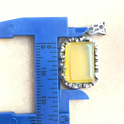 Yellow Aqeeq Stone | Yemeni Yellow Aqeeq Pendant | Yellow Akik stone Pendant silver unisex | AlAliGems | Akik Stone Yemeni Aqeeq Stone - Al Ali Gems