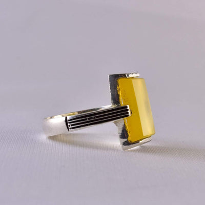 Yellow Sharaf Shams Aqeeq Ring | AlAliGems | Sharaf al Shams Stone Ring | US Size 10 - Al Ali Gems