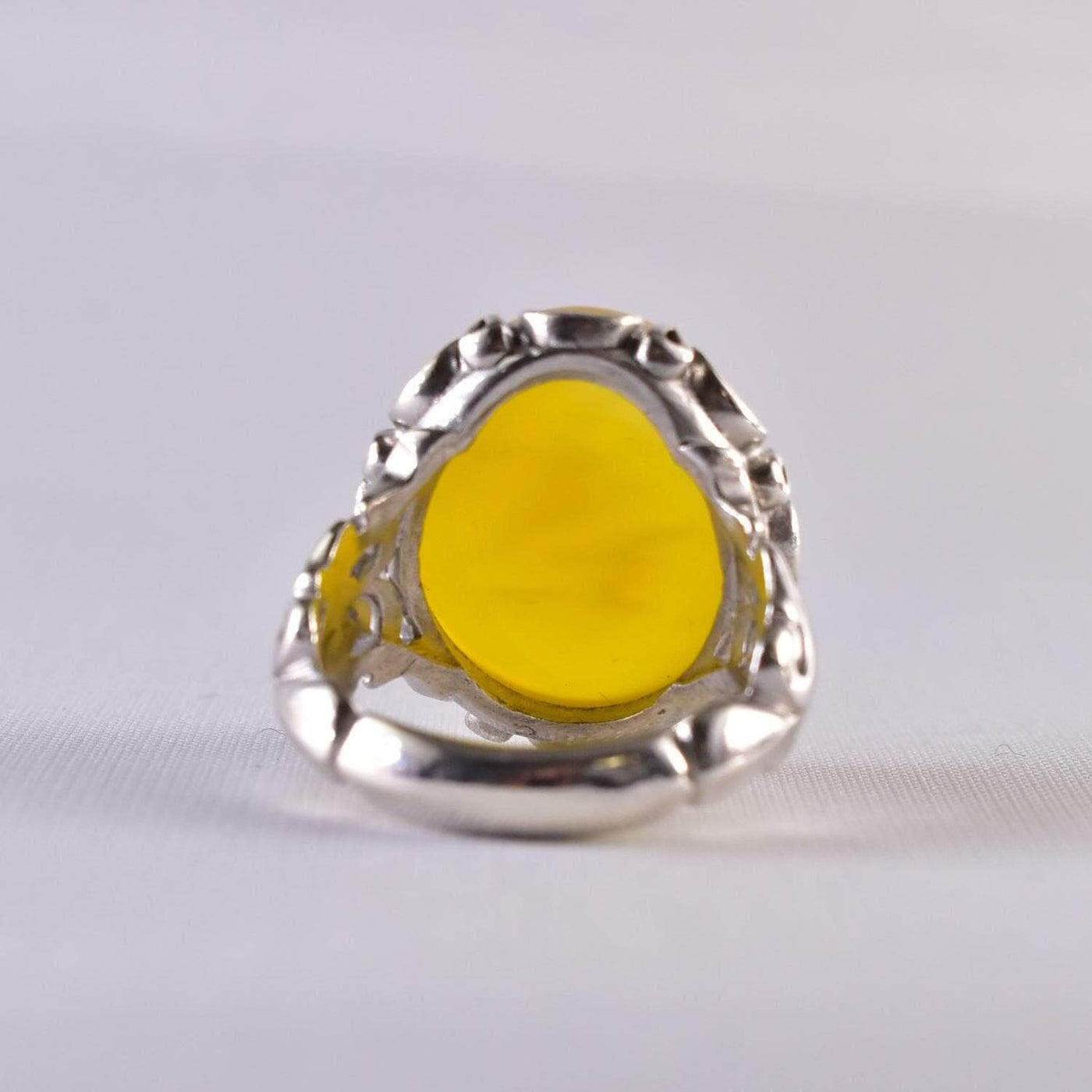 Yellow Yemeni Aqeeq Ring | US Size 10 - Al Ali Gems