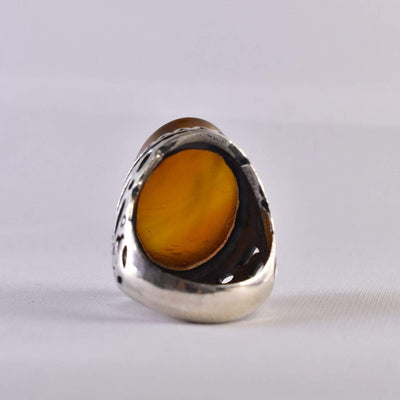 Yellow Yemeni Aqeeq Ring | US Size 10 - Al Ali Gems