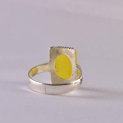 Yellow Sharaf Shams Aqeeq Ring | AlAliGems | Sharaf al Shams Stone Ring | US Size 10 - Al Ali Gems