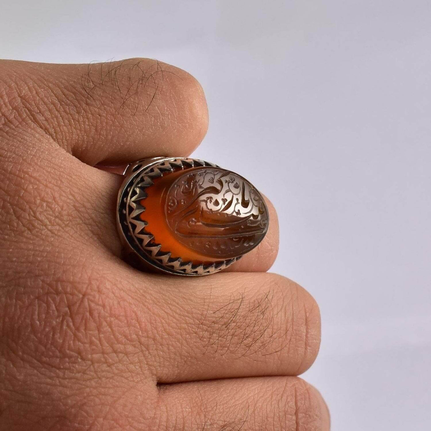 Yellow Yemeni Aqeeq Ring | US Size 10 - Al Ali Gems