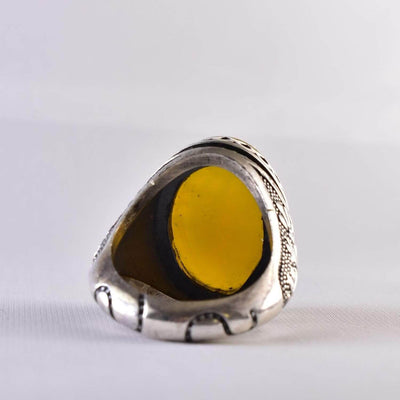 Yellow Yemeni Aqeeq Ring | US Size 11.5 - Al Ali Gems