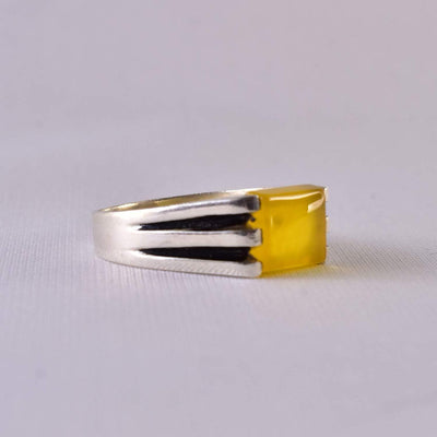 Yellow Sharaf Shams Aqeeq Ring | AlAliGems | Sharaf al Shams Stone Ring | US Size 9.5 - Al Ali Gems