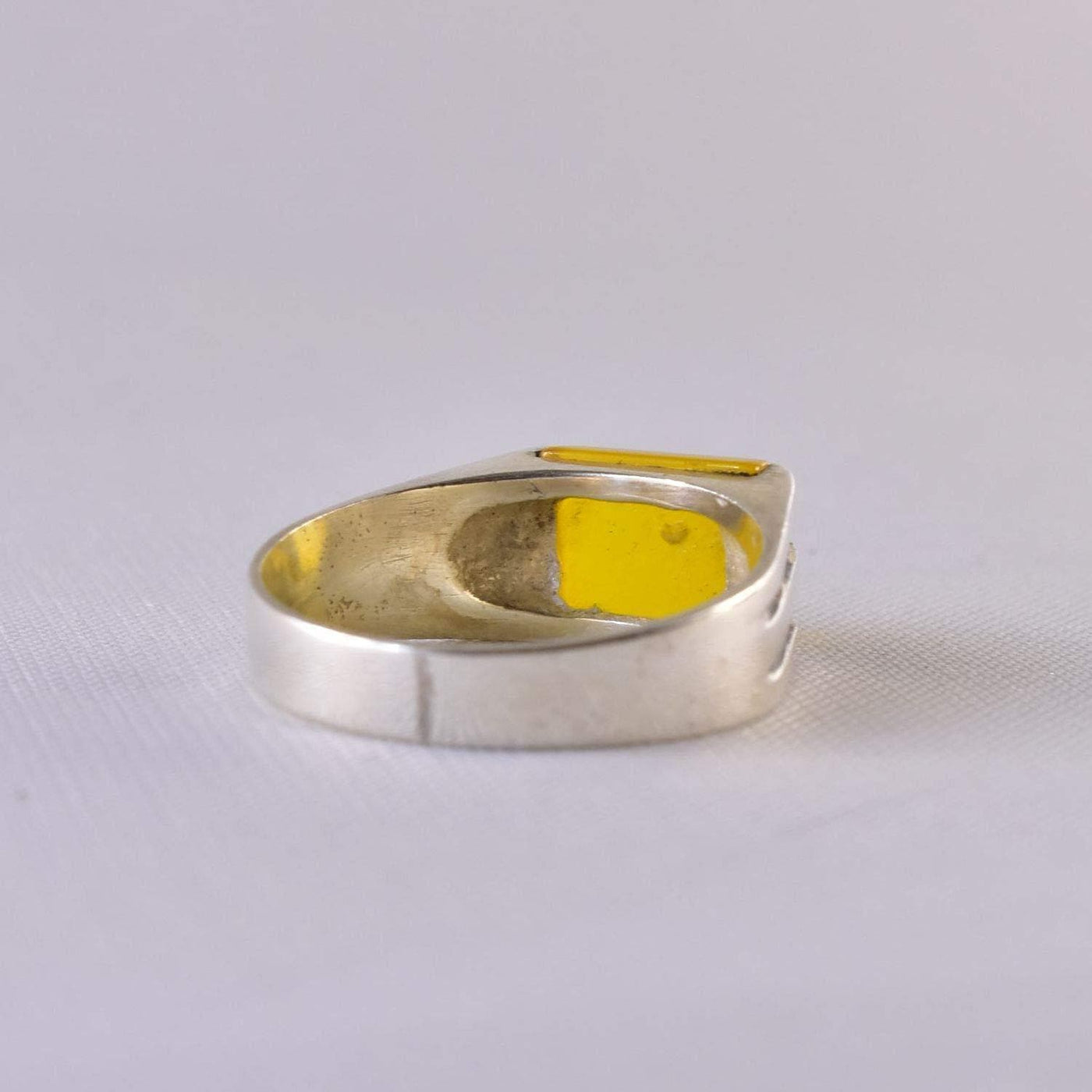 Yellow Sharaf Shams Aqeeq Ring | AlAliGems | Sharaf al Shams Stone Ring | US Size 9.5 - Al Ali Gems