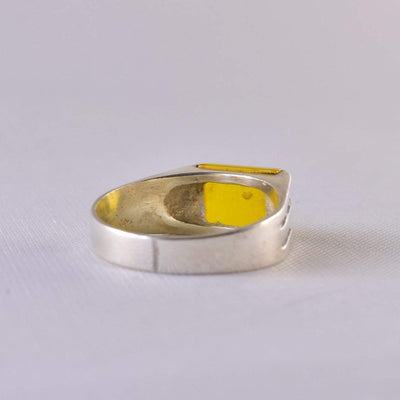 Yellow Sharaf Shams Aqeeq Ring | AlAliGems | Sharaf al Shams Stone Ring | US Size 9.5 - Al Ali Gems