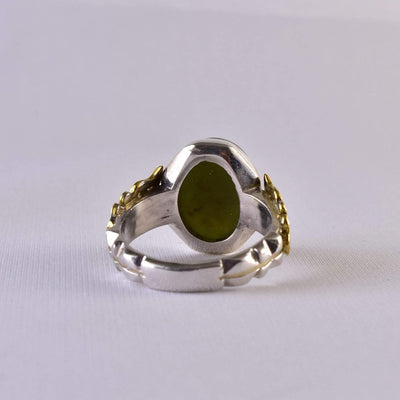 Yemeni Aqeeq Ring for men | AlAliGems | Green Aqeeq Stone Serling Silver Ring US Size 10 - Al Ali Gems