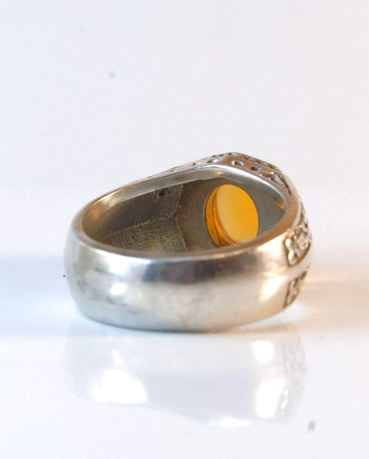 Yemeni Round Aqeeq Gemstone Sterling Silver Ring | Ring Size US 11 - Al Ali Gems