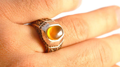 Yemeni Round Aqeeq Gemstone Sterling Silver Ring | Ring Size US 11 - Al Ali Gems