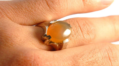 Yemeni Round Aqeeq Gemstone Sterling Silver Ring | Ring Size US 11 - Al Ali Gems