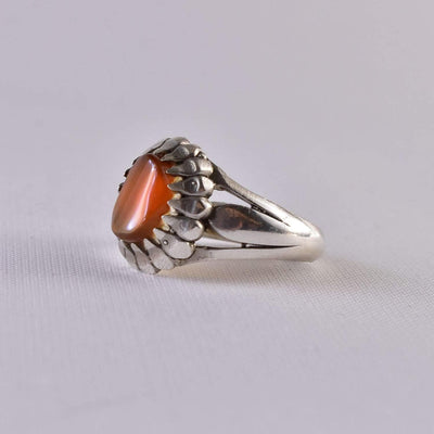 Yemeni Aqeeq Ring for women | AlAliGems | Orange Aqeeq Stone Serling Silver Ring US Size 8 - Al Ali Gems