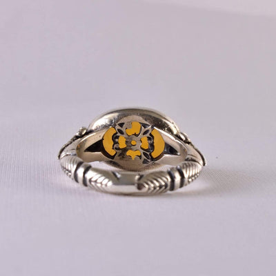 Yemeni Aqeeq Ring for women | AlAliGems | Orange Aqeeq Stone Serling Silver Ring US Size 9.5 - Al Ali Gems