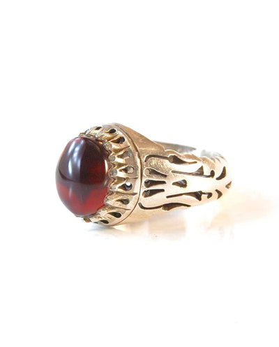 Yemeni Aqeeq Ring Men | Dark Red Kabadi Aqeeq | AlAliGems | Silver Ring Size 10 - Al Ali Gems