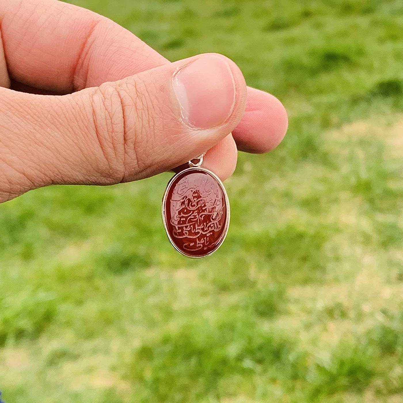 Nad e Ali Pendant on Yemeni Aqeeq Stone - Al Ali Gems