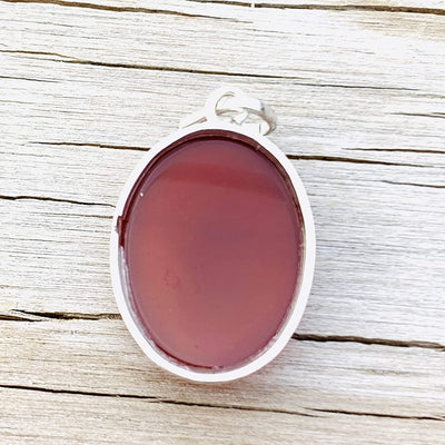 Yemeni Red Aqeeq Stone Pendant For Ladies | Aqeeq Pendant | Aqeeq Necklace | Aqeeq Shia | Akik Stone | Abyssinian Stone | Sterling Silver 92.5 | Engraved Aqeeq |Wa In Yakadul Lazina Verse Yemeni Agate - Al Ali Gems