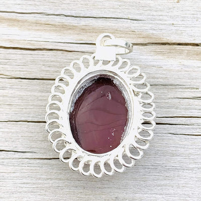 Yemeni Red Aqeeq Stone Pendant For Ladies | Aqeeq Pendant | Aqeeq Necklace | Aqeeq Shia | Akik Stone | Abyssinian Stone | Sterling Silver 92.5 | Plain Yemeni Agate Stone | Dark Red Kabadi Aqeeq Stone - Al Ali Gems