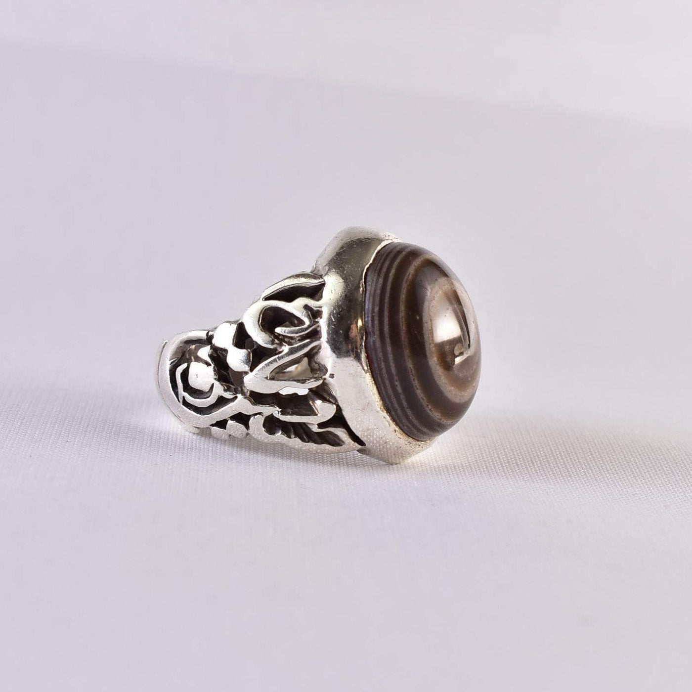 Yemeni Suleiman Aqeeq Ring | خاتم سليماني عقيق سليماني | AlAliGems | Sterling Silver Ring US Size 10.5 - Al Ali Gems