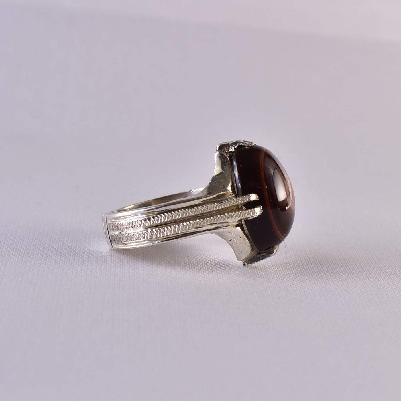 Yemeni Suleiman Aqeeq Ring | خاتم سليماني عقيق سليماني | AlAliGems | Sterling Silver Ring US Size 11 - Al Ali Gems