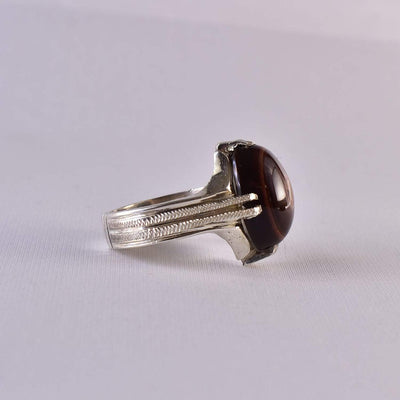 Yemeni Suleiman Aqeeq Ring | خاتم سليماني عقيق سليماني | AlAliGems | Sterling Silver Ring US Size 11 - Al Ali Gems