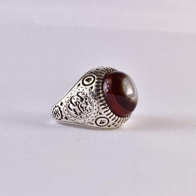 Yemeni Suleiman Aqeeq Ring | خاتم سليماني عقيق سليماني | AlAliGems | Sterling Silver Ring US Size 11 - Al Ali Gems