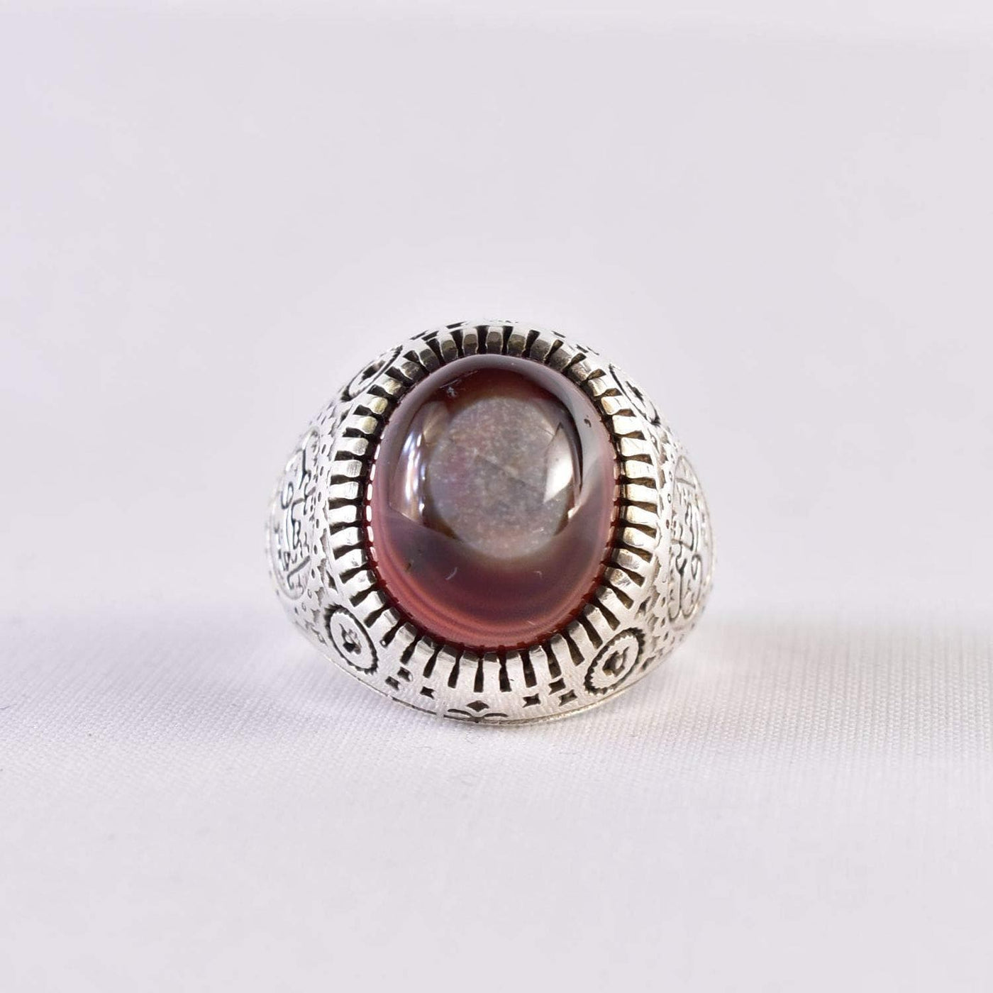 Yemeni Suleiman Aqeeq Ring | خاتم سليماني عقيق سليماني | AlAliGems | Sterling Silver Ring US Size 11 - Al Ali Gems