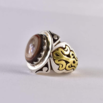 Yemeni Suleiman Aqeeq Ring | خاتم سليماني عقيق سليماني | AlAliGems | Sterling Silver Ring US Size 9.5 - Al Ali Gems