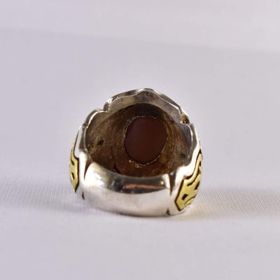 Yemeni Suleiman Aqeeq Ring | خاتم سليماني عقيق سليماني | AlAliGems | Sterling Silver Ring US Size 9.5 - Al Ali Gems