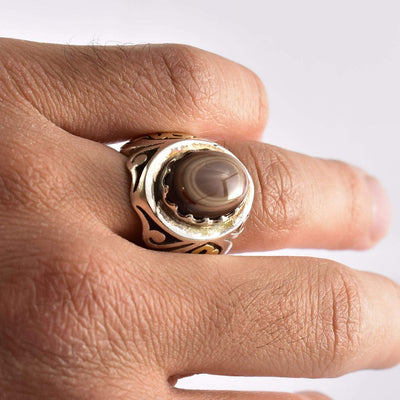 Yemeni Suleiman Aqeeq Ring | خاتم سليماني عقيق سليماني | AlAliGems | Sterling Silver Ring US Size 9.5 - Al Ali Gems