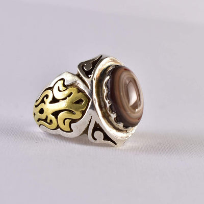 Yemeni Suleiman Aqeeq Ring | خاتم سليماني عقيق سليماني | AlAliGems | Sterling Silver Ring US Size 9.5 - Al Ali Gems